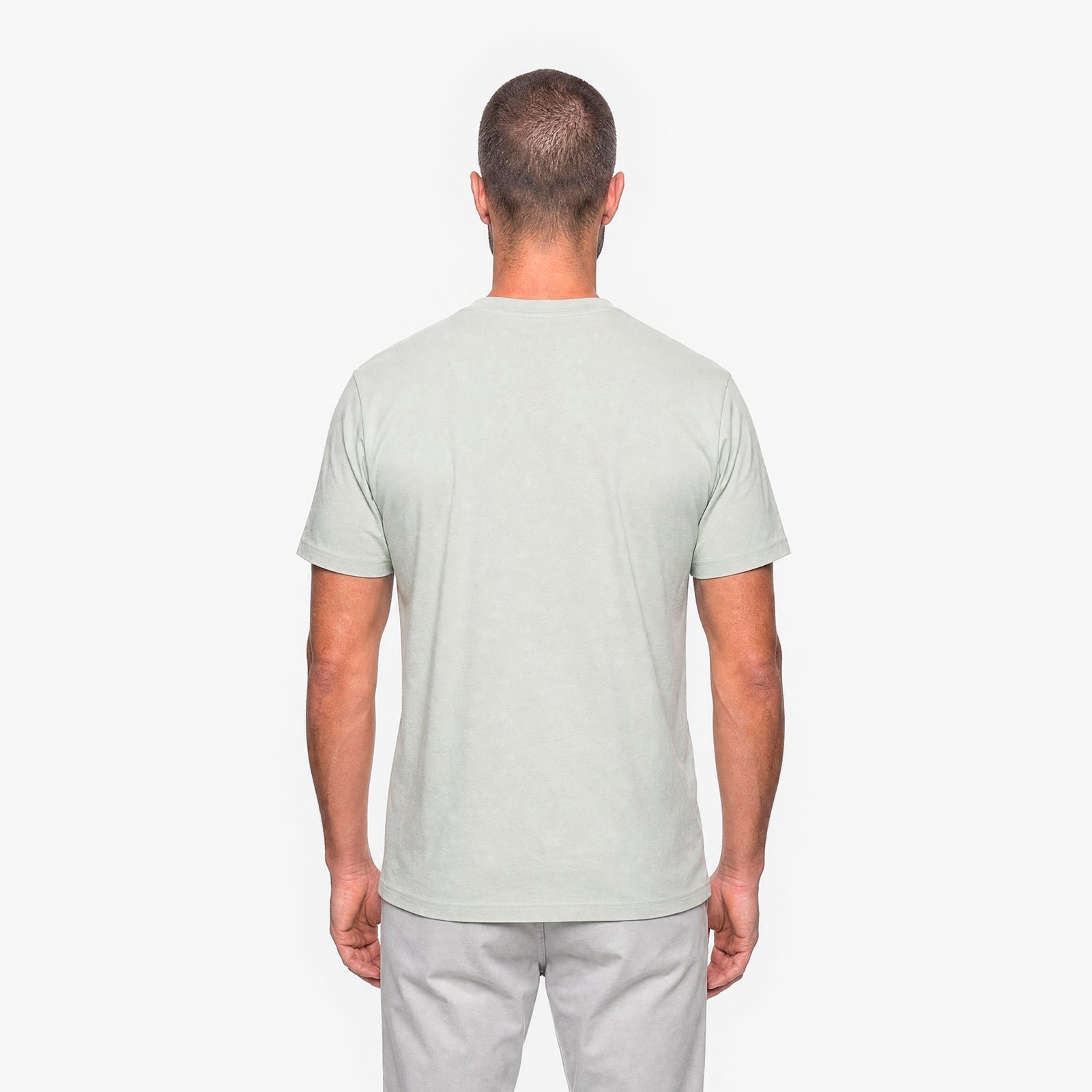 Men's Crew Neck Jersey T-Shirt — Fog Green/White - Image 2